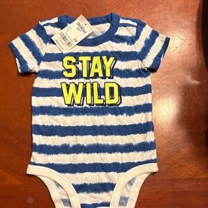 OshKosh B'gosh Blue & White Striped 'Stay Wild' One-Piece
